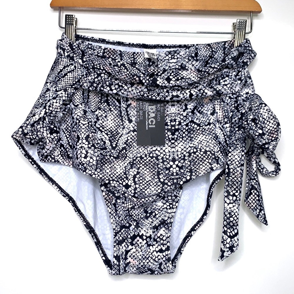 NWT DACI Black White Snake Print Swimsuit Bikini Bottom Plus Size 22W